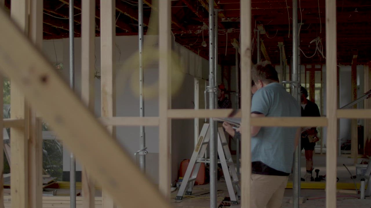 Timber framing inside a house under renovation